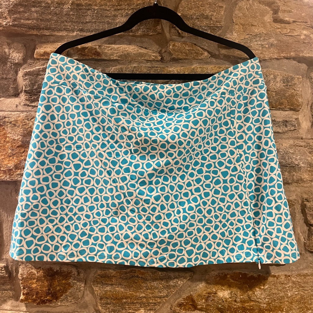 Jude Connally Aqua Blue & White Geometric Mini Skort Skirt - Xl?
